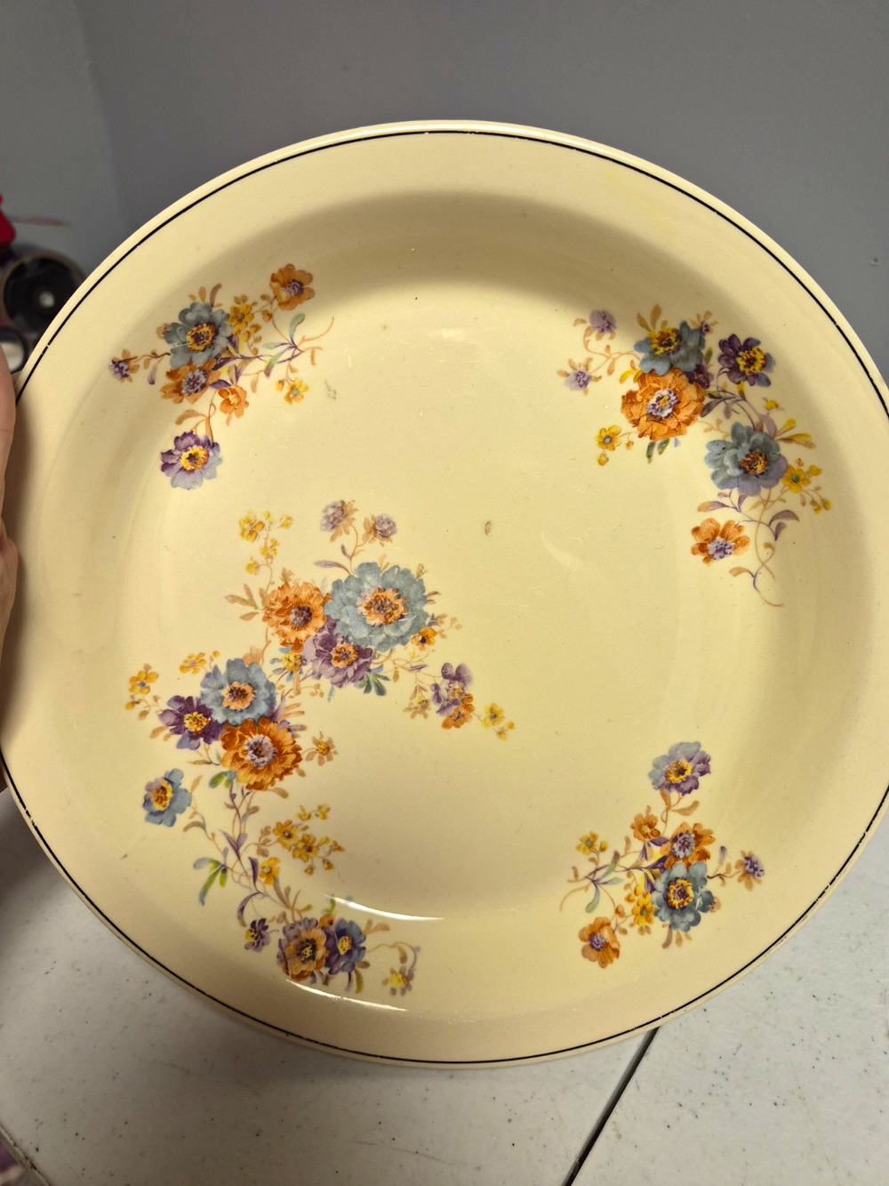 Royal Floral Round Ceramic Plate Glossy Oven Safe Multicolor